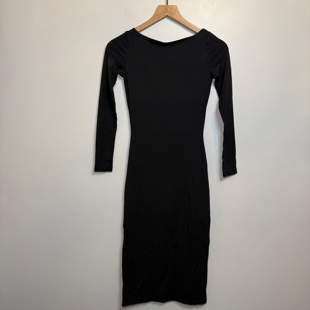 Wild Fable Women's Long Sleeve Bodycon Midi Dress Size XXS Black NWT